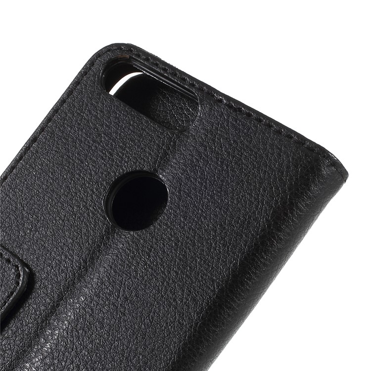 Litchi Texture Wallet Stand Leather Case for Huawei P Smart/Enjoy 7S - Black-8