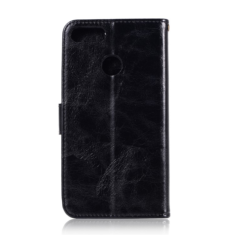 Premium Vintage Leather Wallet Case for Huawei Y9 (2018) / Enjoy 8 Plus - Black-3