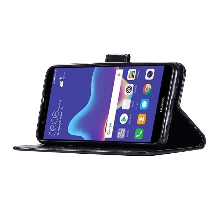 Premium Vintage Leather Wallet Case for Huawei Y9 (2018) / Enjoy 8 Plus - Black-5