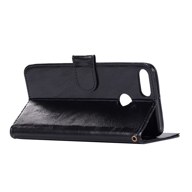 Premium Vintage Leather Wallet Case for Huawei Y9 (2018) / Enjoy 8 Plus - Black-6