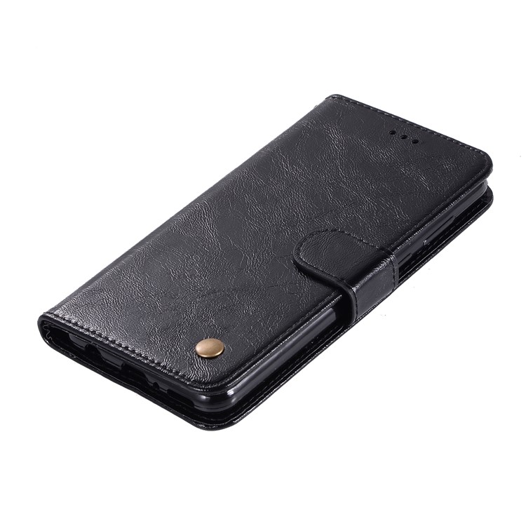 Premium Vintage Leather Wallet Case for Huawei Y9 (2018) / Enjoy 8 Plus - Black-7