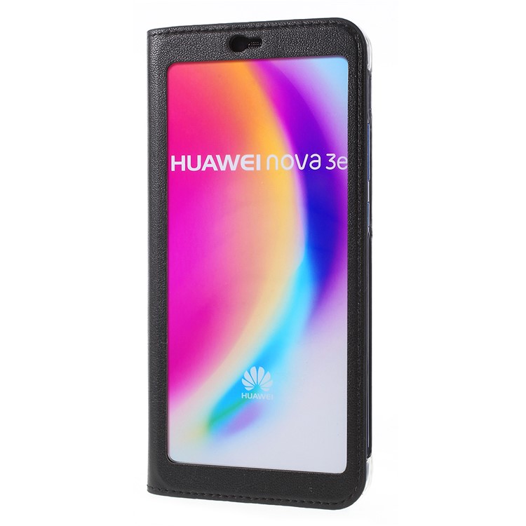 View Window Flip Leather Phone Case for Huawei P20 Lite/Nova 3e (China) - Black-2
