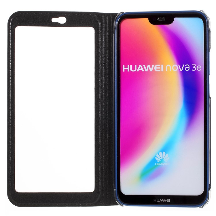 View Window Flip Leather Phone Case for Huawei P20 Lite/Nova 3e (China) - Black-6