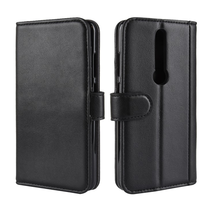Genuine Split Leather Wallet Stand Phone Shell for Huawei Mate RS Porsche Design - Black-2