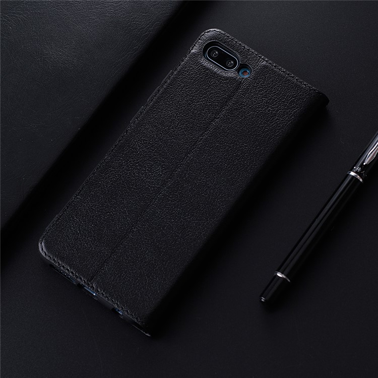 For Huawei Honor 10 View Window Genuine Leather Auto Wake Up / Sleep Stand Protective Mobile Casing - Black-12