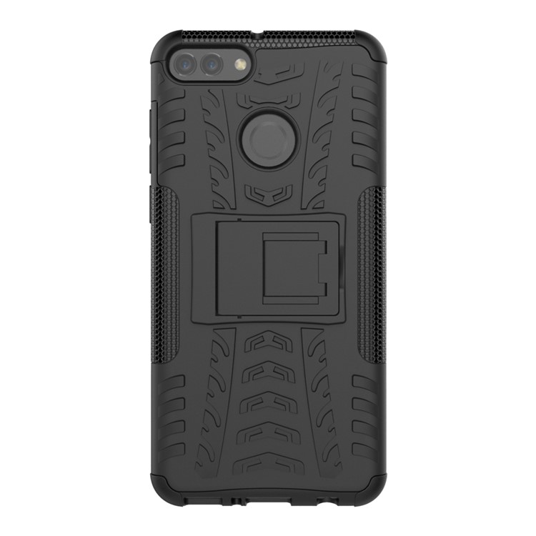 Cool Tyre Kickstand PC + TPU Hybrid Phone Case for Huawei Y9 (2018) / Enjoy 8 Plus - Black-10