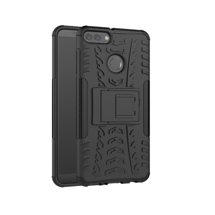 Cool Tyre Kickstand PC + TPU Hybrid Phone Case for Huawei Y9 (2018) / Enjoy 8 Plus - Black-12