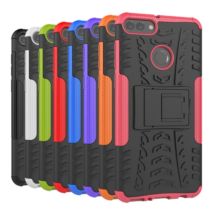 Cool Tyre Kickstand PC + TPU Hybrid Phone Case for Huawei Y9 (2018) / Enjoy 8 Plus - Black-13