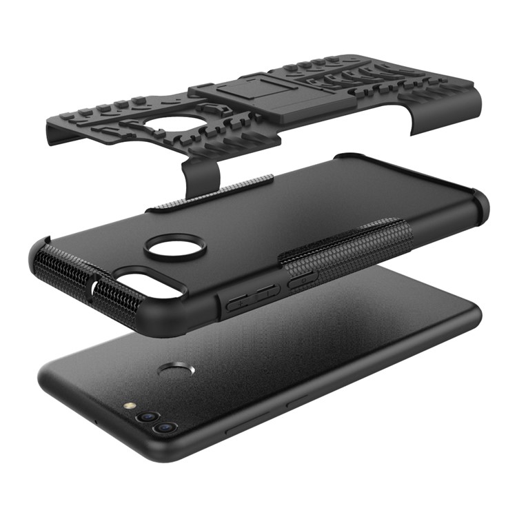 Cool Tyre Kickstand PC + TPU Hybrid Phone Case for Huawei Y9 (2018) / Enjoy 8 Plus - Black-3