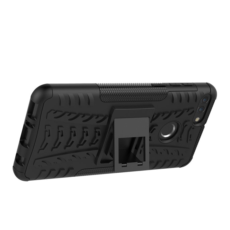 Cool Tyre Kickstand PC + TPU Hybrid Phone Case for Huawei Y9 (2018) / Enjoy 8 Plus - Black-5