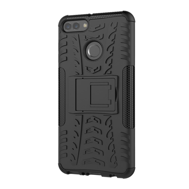 Cool Tyre Kickstand PC + TPU Hybrid Phone Case for Huawei Y9 (2018) / Enjoy 8 Plus - Black-9
