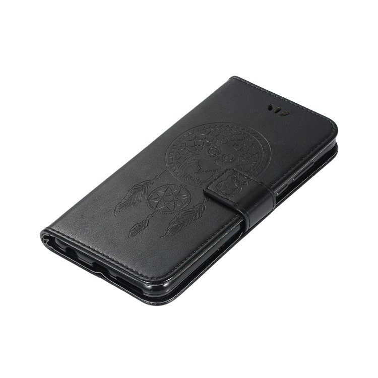 Imprinted Dream Catcher Owl Leather Wallet Case for Huawei Y7 (2018) - Black-7