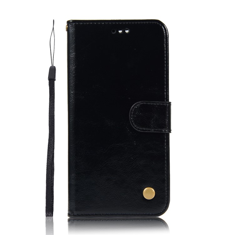 Premium Vintage Leather Wallet Case for Huawei Y7 (2018) - Black-2
