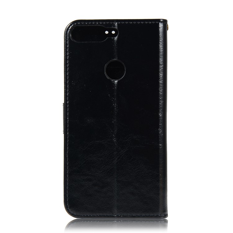 Premium Vintage Leather Wallet Case for Huawei Y7 (2018) - Black-3