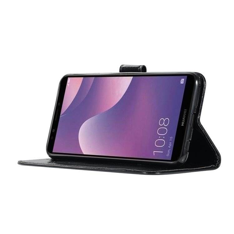 Premium Vintage Leather Wallet Case for Huawei Y7 (2018) - Black-5