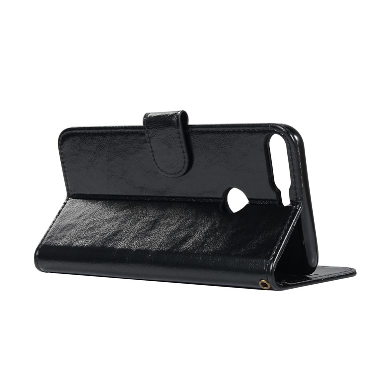Premium Vintage Leather Wallet Case for Huawei Y7 (2018) - Black-6