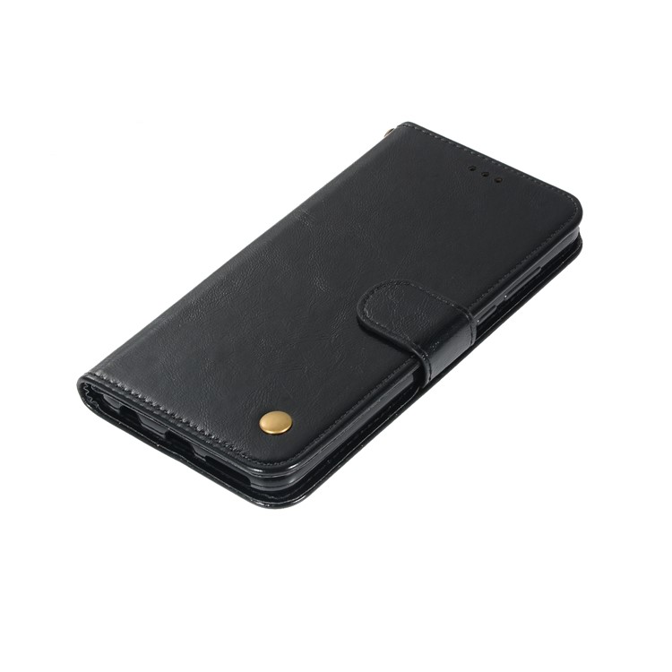 Premium Vintage Leather Wallet Case for Huawei Y7 (2018) - Black-7