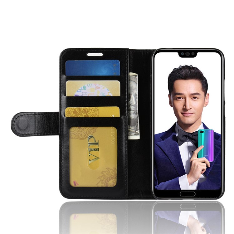 Per Huawei Honor 10 Crazy Horse Wallet Casella in Pelle - Nero