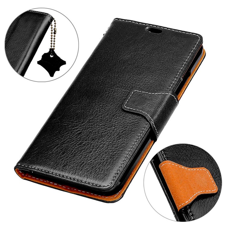 Crazy Horse Genuine Leather Wallet Flip Stand Cell Phone Cover for Huawei Y6 (2018)/Honor 7A (without Fingerprint Sensor) - Black-2