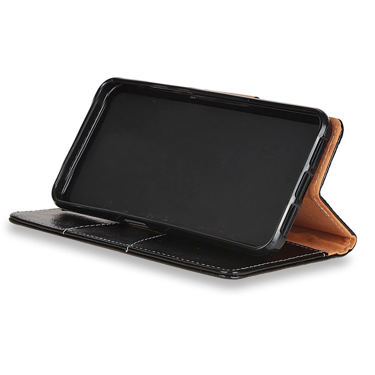Crazy Horse Genuine Leather Wallet Flip Stand Cell Phone Cover for Huawei Y6 (2018)/Honor 7A (without Fingerprint Sensor) - Black-4