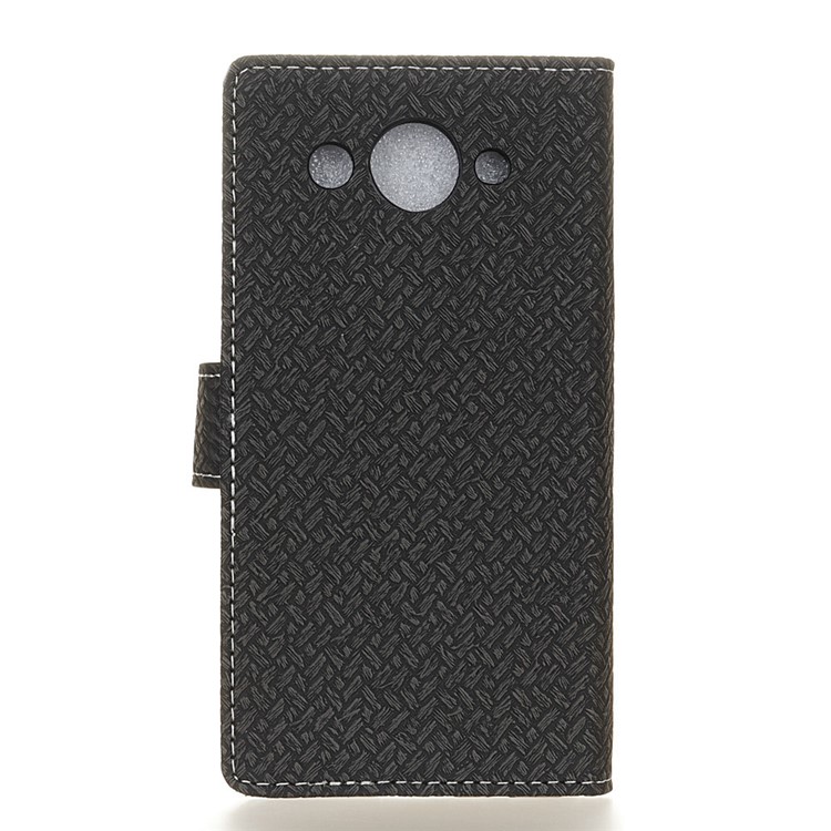 Woven Texture Wallet Magnetic Leather Mobile Casing for Huawei Y3 (2018)/Y3 (2017) - Black-3