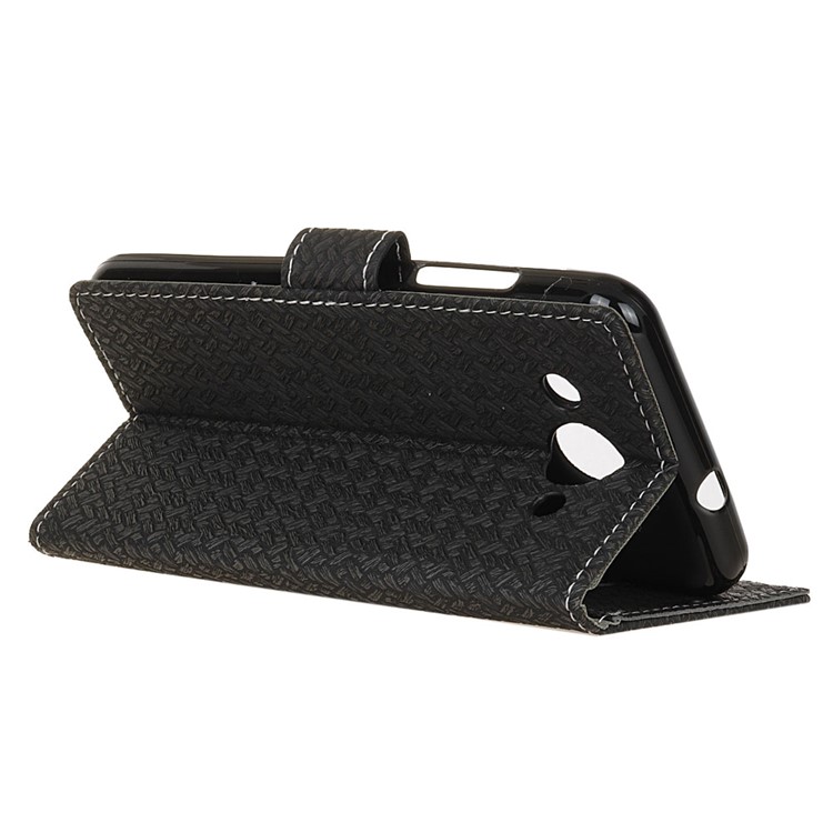 Woven Texture Wallet Magnetic Leather Mobile Casing for Huawei Y3 (2018)/Y3 (2017) - Black-5