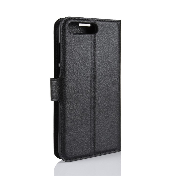 Litchi Skin Wallet Leather Stand Case for Huawei Y6 (2018) / Honor 7A (without Fingerprint Sensor) - Black-3
