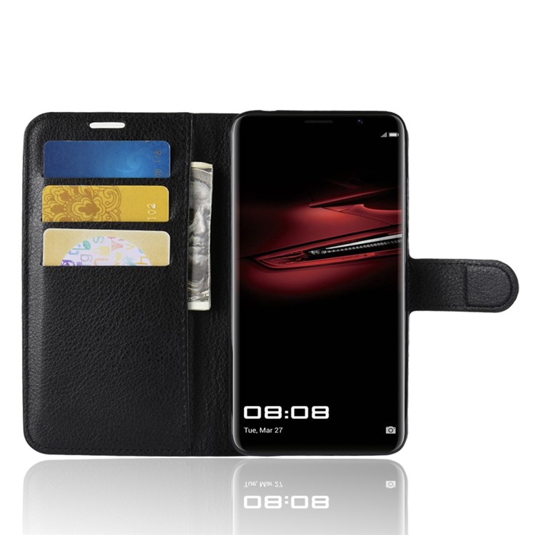 Litchi Skin Wallet Leather Stand Case for Huawei Mate RS Porsche Design - Black-3