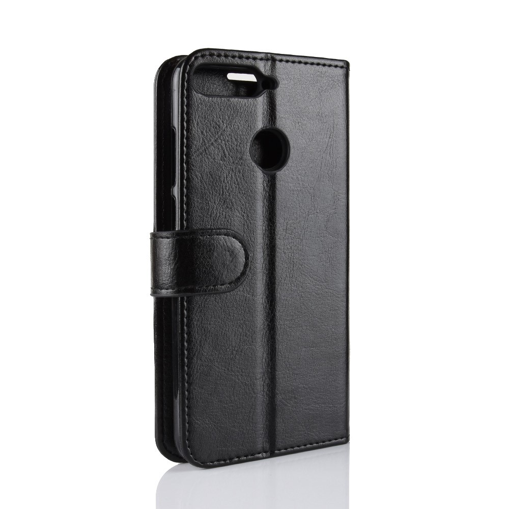 Crazy Horse Leather Stand Phone Case for Huawei Honor 7A (with Fingerprint Sensor)/Honor 7A Pro/Enjoy 8e - Black-4