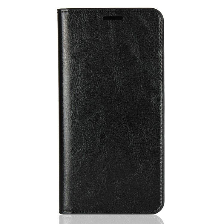 Crazy Horse Texture Genuine Leather Wallet Stand Mobile Cover for Huawei Enjoy 8 Plus - Black-2