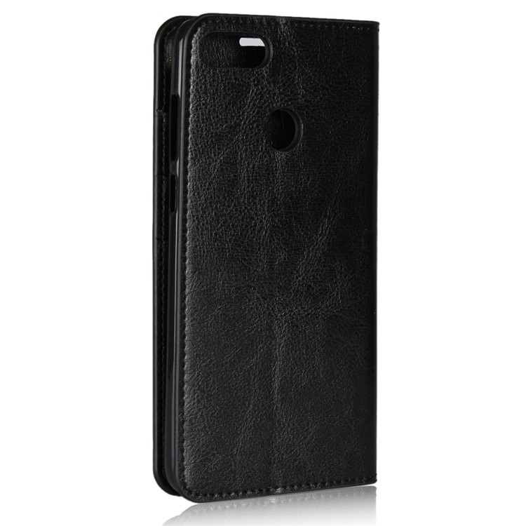 Crazy Horse Texture Genuine Leather Wallet Stand Mobile Cover for Huawei Enjoy 8 Plus - Black-3
