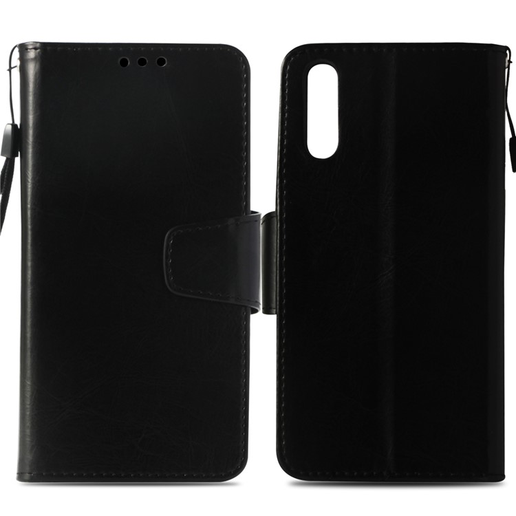 Vintage Oil Buffed Leather Wallet Case for Huawei P20 - Black-2