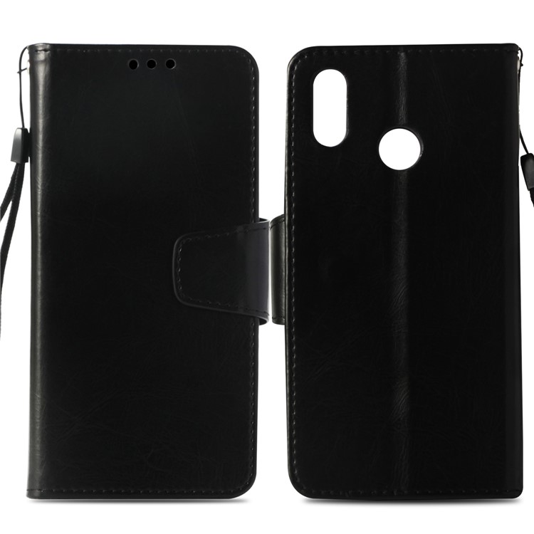 Vintage Oil Buffed Leather Wallet Case for Huawei P20 Lite / Nova 3e - Black-2