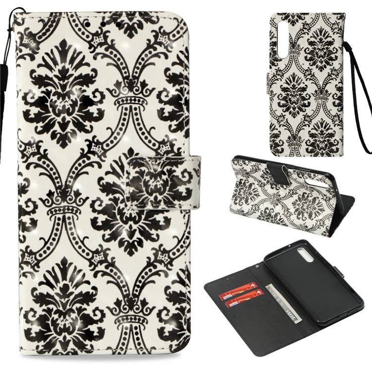 Pattern Printing Wallet Leather Stand Case for Huawei P20 - Damask Flower-1