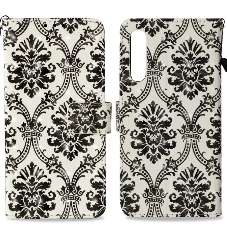 Pattern Printing Wallet Leather Stand Case for Huawei P20 - Damask Flower-3