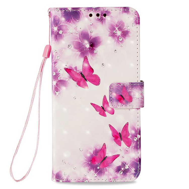 Pattern Printing Leather Wallet Case for Huawei P20 Lite / Nova 3e - Butterfly and Flower-2