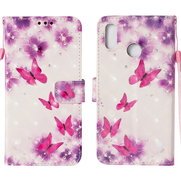 Pattern Printing Leather Wallet Case for Huawei P20 Lite / Nova 3e - Butterfly and Flower-3