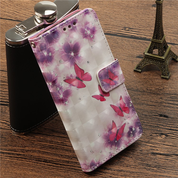 Pattern Printing Leather Wallet Case for Huawei P20 Lite / Nova 3e - Butterfly and Flower-7