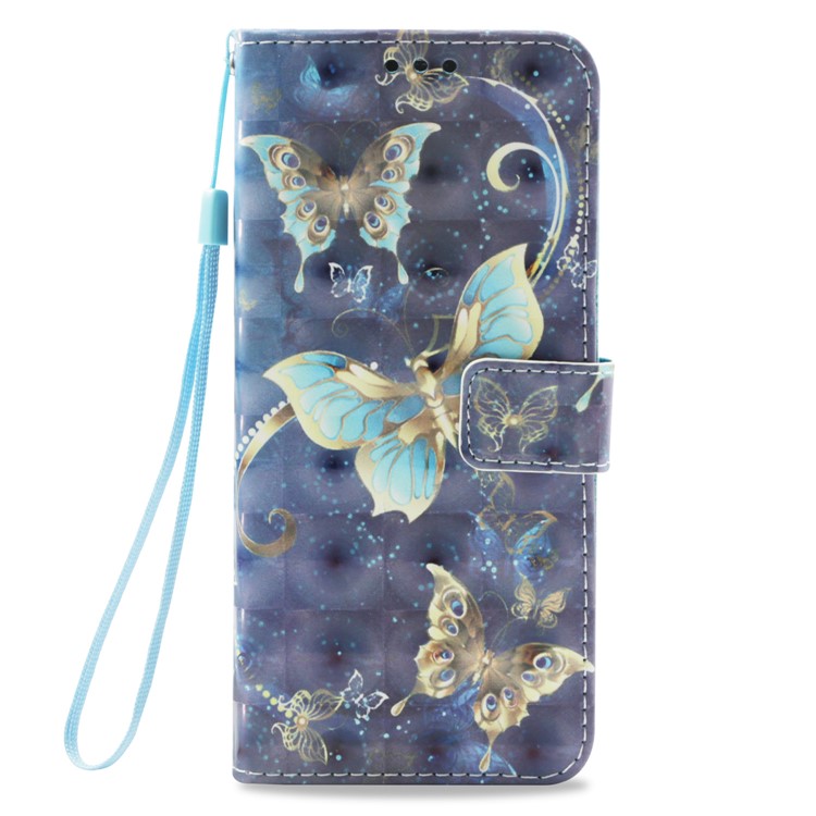 Pattern Printing Light Spot Decor Leather Magnetic Stand Protective Mobile Phone Cover for Huawei P20 Pro - Gold Butterfly-2
