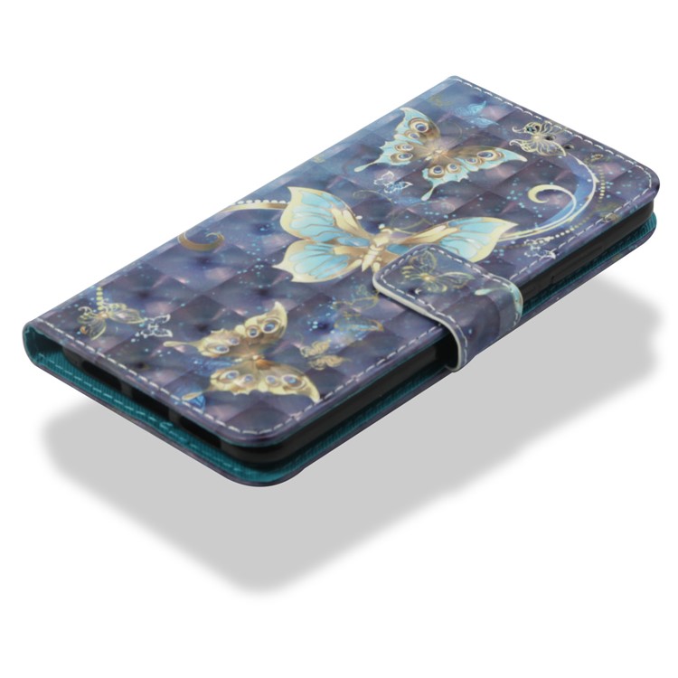 Pattern Printing Light Spot Decor Leather Magnetic Stand Protective Mobile Phone Cover for Huawei P20 Pro - Gold Butterfly-7
