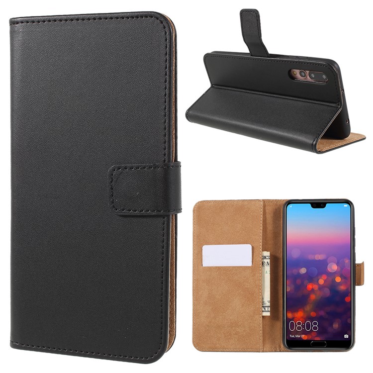 PU Leather Magnetic Wallet Cell Phone Cover with Stand for Huawei P20 Pro - Black-1