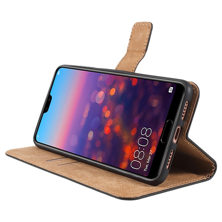 PU Leather Magnetic Wallet Cell Phone Cover with Stand for Huawei P20 Pro - Black-7