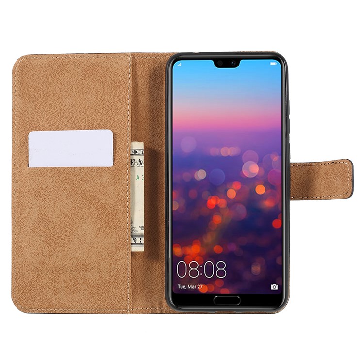 PU Leather Magnetic Wallet Cell Phone Cover with Stand for Huawei P20 Pro - Black-9