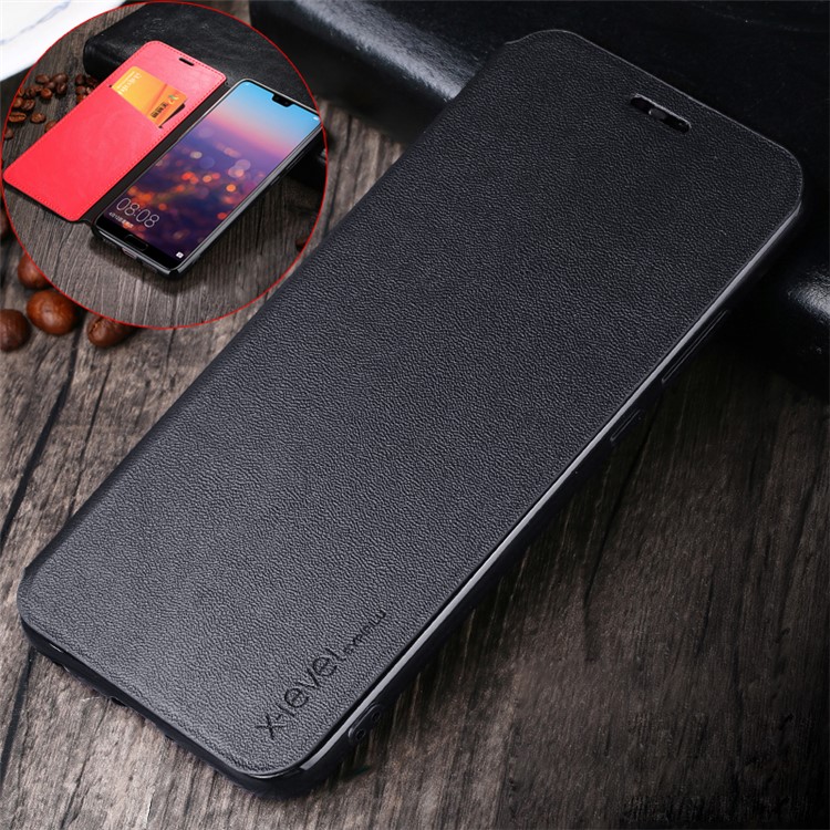 X-LEVEL Card Holder Leather Flip Case for Huawei P20 - Black-1
