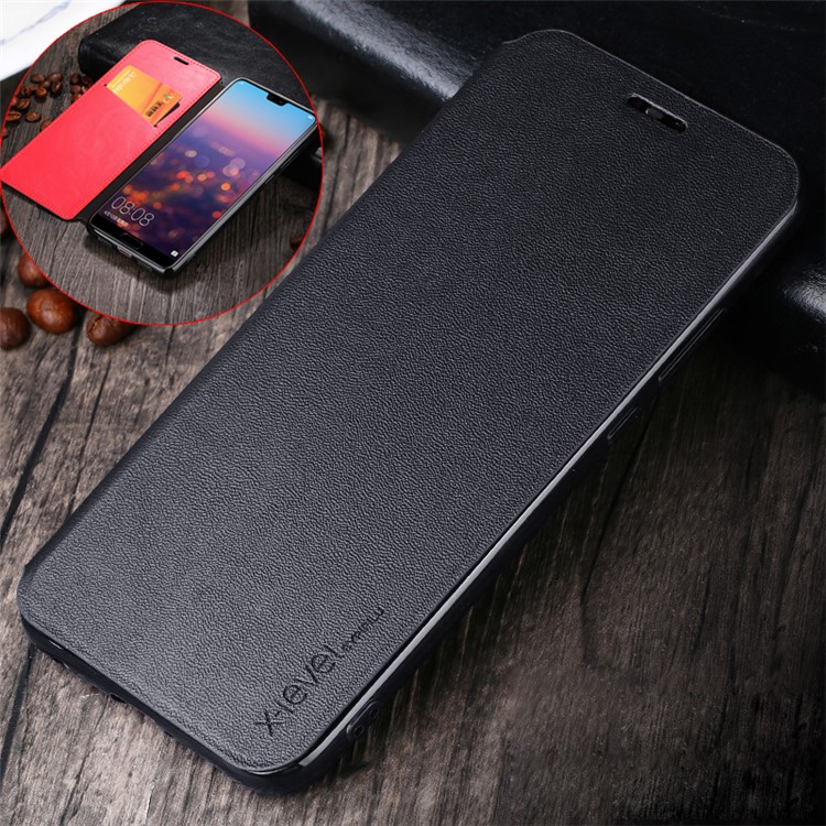 X-LEVEL Card Holder Leather Flip Casing for Huawei P20 Pro - Black-1