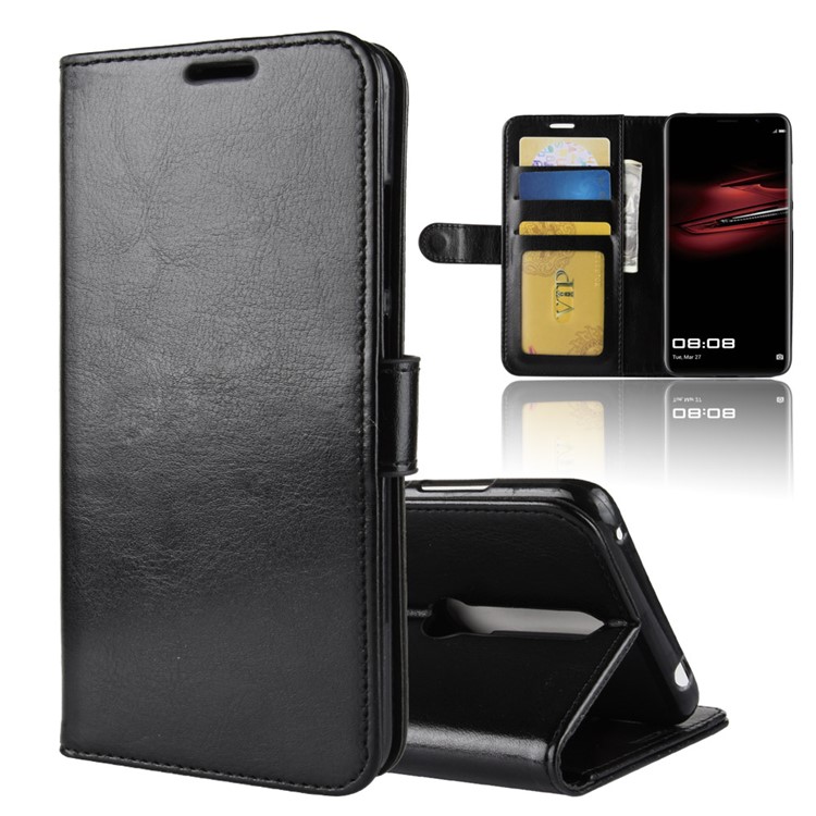 Crazy Horse Texture Wallet Stand Leather Case for Huawei Mate RS Porsche Design - Black-1