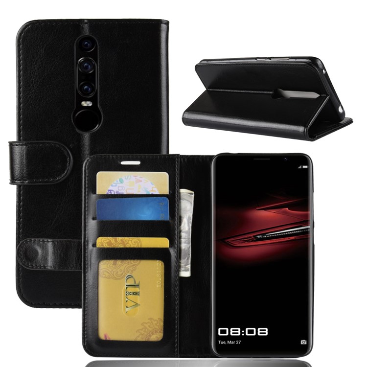 Crazy Horse Texture Wallet Stand Leather Case for Huawei Mate RS Porsche Design - Black-2