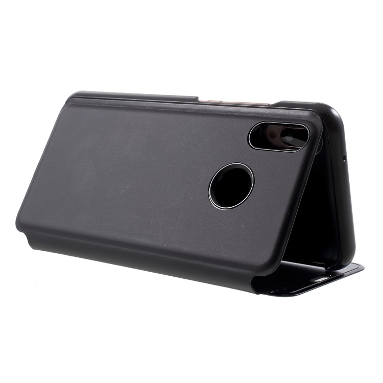 Case de Teléfonos Celulares de Soporte de Cuero de Superficie Espejo Platado Para Huawei P20 Lite / Nova 3e (China) - Negro