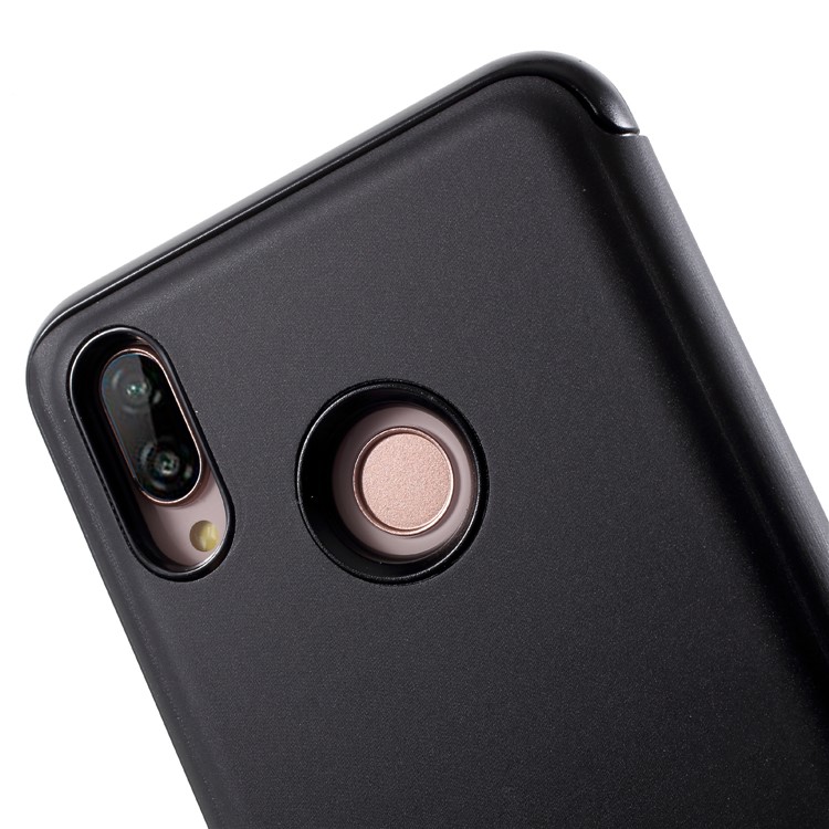 Case de Teléfonos Celulares de Soporte de Cuero de Superficie Espejo Platado Para Huawei P20 Lite / Nova 3e (China) - Negro