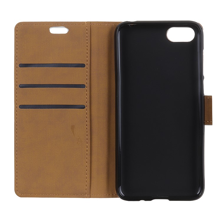 Wallet Stand Flip Leather Phone Cover for Huawei Y6 (2018)/Honor 7A (without Fingerprint Sensor) - Black-7